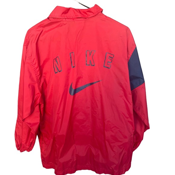 Vintage Nike Windbreaker Jacket Adult Large Red Snap Front Pockets Swoosh 90s - Picture 2 of 14